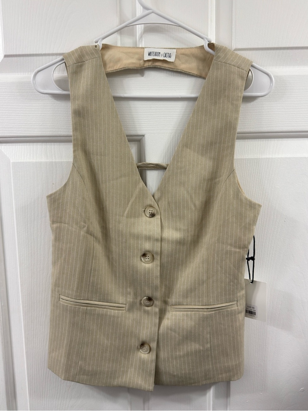 Beige Pinstripe slim line Vest
